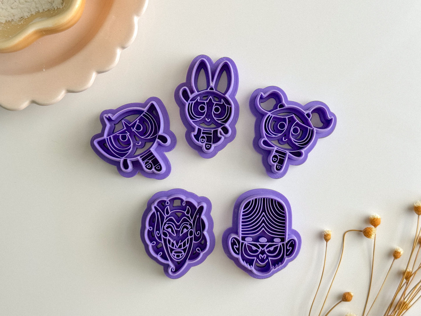 POWERPUFF GIRLS AND VILLAINS, CLAY CUTTERS, PURCHASE SEPARATELY OR TOGETHER