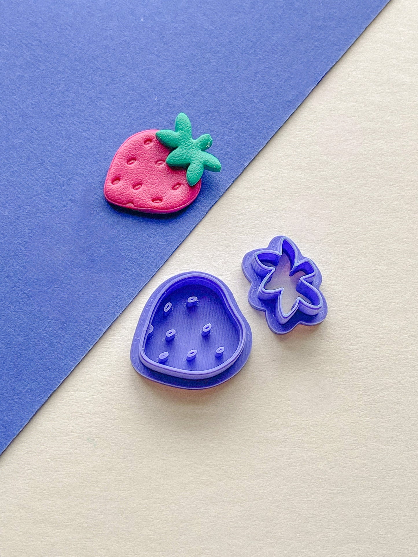 Strawberry Clay Cutter, Two piece clay cutter set, Berry Clay Cutter, Polymer Clay Cutter, Fruit Clay Cutter, Summer Clay Cutters