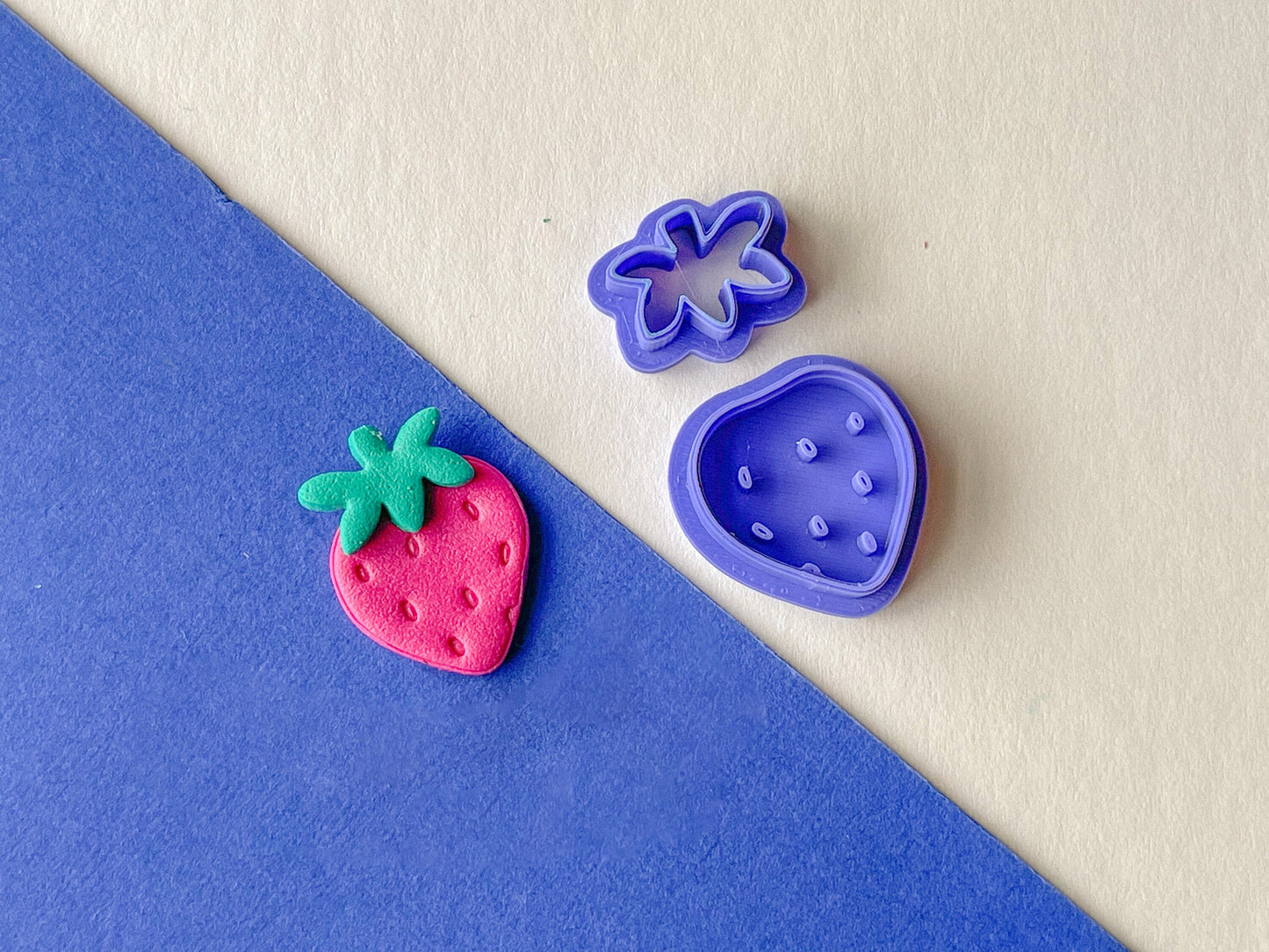 Strawberry Clay Cutter, Two piece clay cutter set, Berry Clay Cutter, Polymer Clay Cutter, Fruit Clay Cutter, Summer Clay Cutters