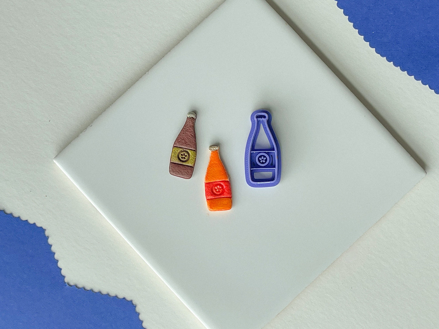 Fizzy bubbly clay cutter, Beach clay cutter, Polymer clay cutter, Wine bottle clay cutter, Orange soda clay cutter