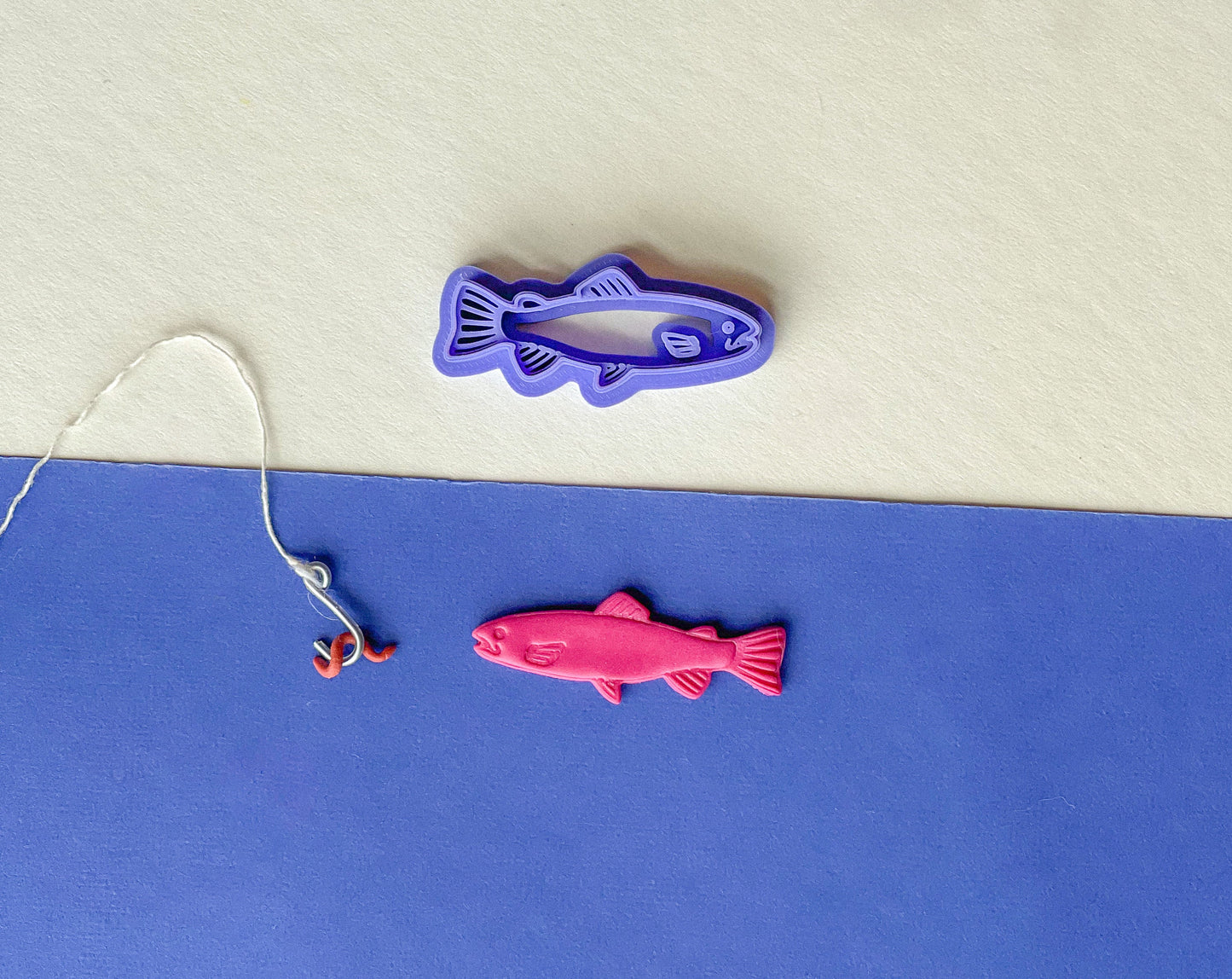 Trout Clay Cutter, Fish Clay Cutter, Summer Clay Cutter, Polymer Clay Cutters, Individual or Mirrored Set Options