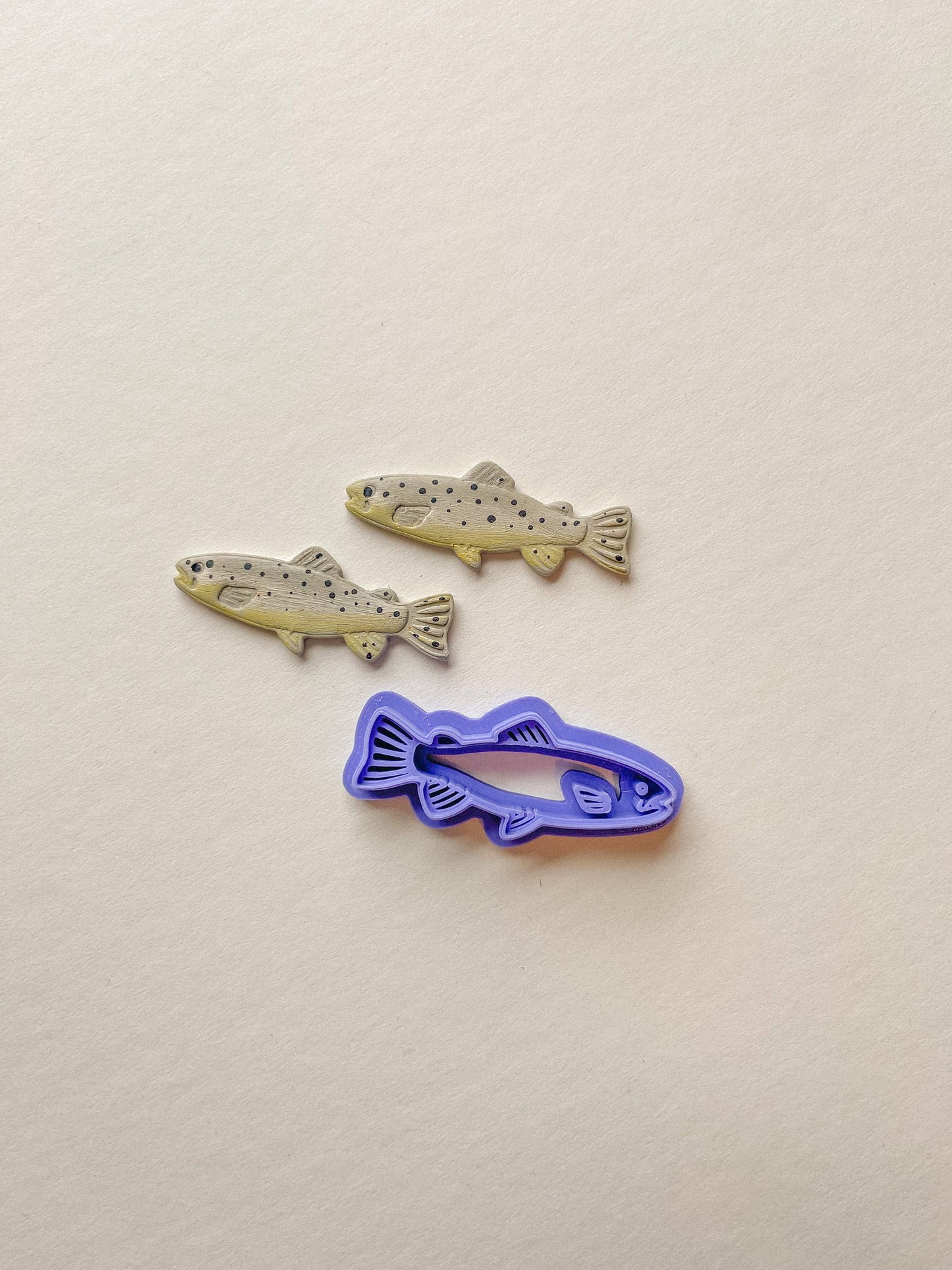 Trout Clay Cutter, Fish Clay Cutter, Summer Clay Cutter, Polymer Clay Cutters, Individual or Mirrored Set Options