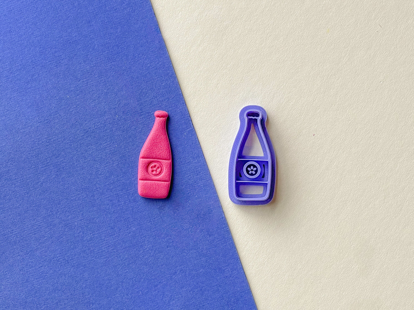 Fizzy bubbly clay cutter, Beach clay cutter, Polymer clay cutter, Wine bottle clay cutter, Orange soda clay cutter
