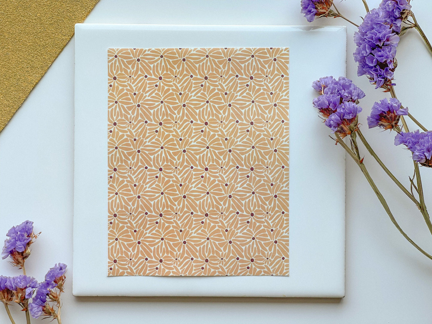 Wavy neutral flower Clay Transfer Sheet, 4x5 inches, Groovy Clay Transfer, Polymer Clay Transfer Paper, polymer clay patter