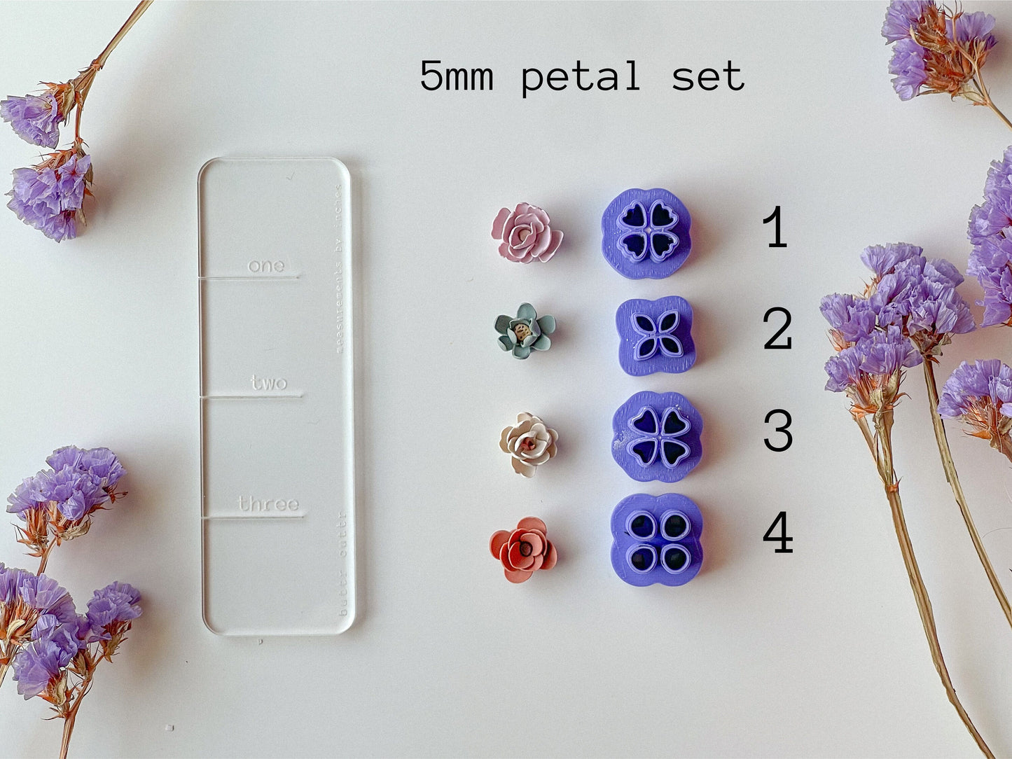 Petal Cutter Sets, Four Styles, 3 different sizes available, 5mm, 8mm, 12mm, Floral Clay Cutters, More grouping options in separate listing