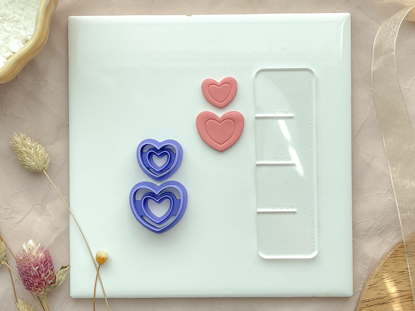 Double heart Clay Cutter, Two size options, Polymer Clay Cutter
