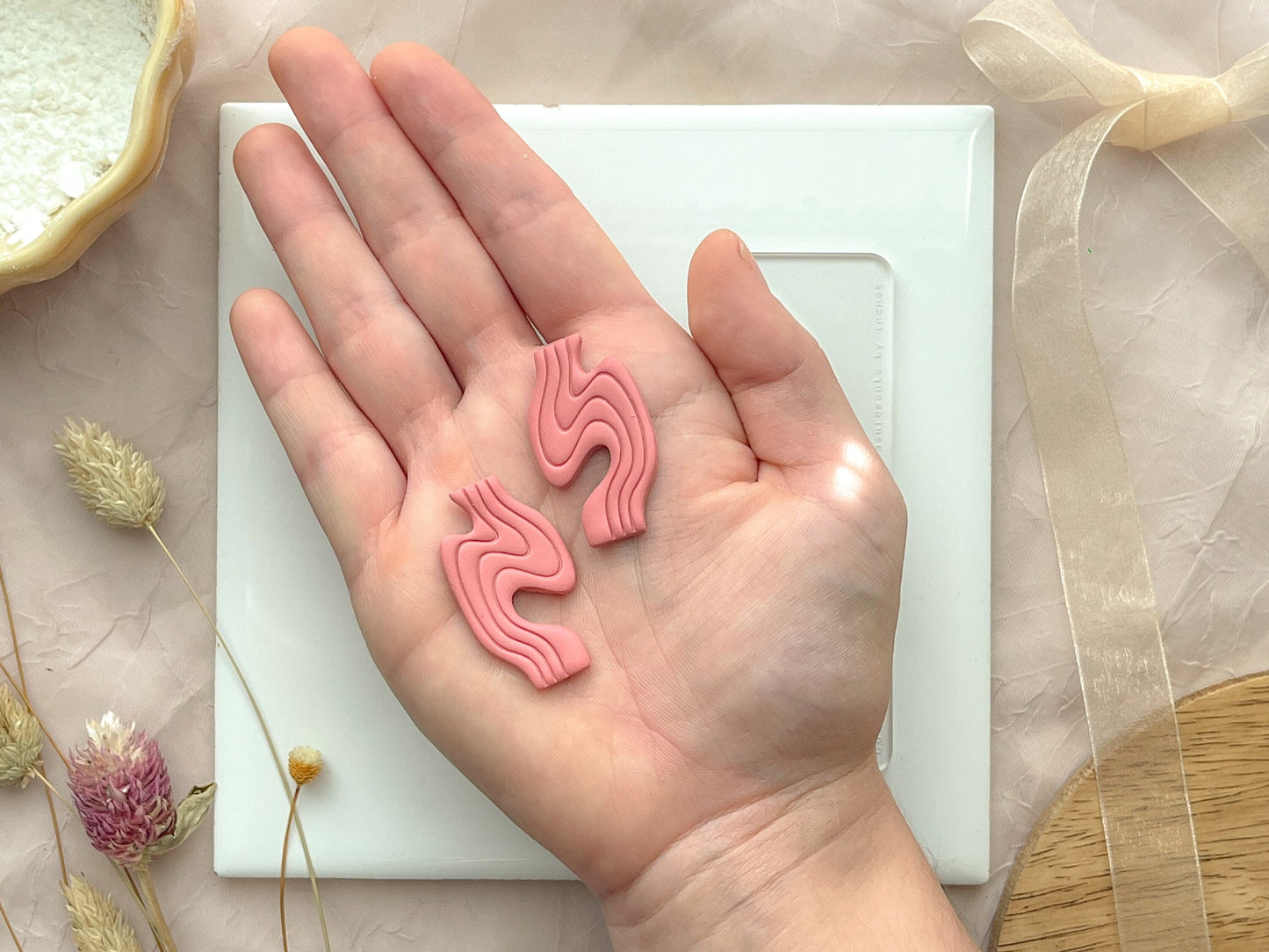 Groovy Wave clay cutter, Polymer Clay Cutter, 1.5 inch, mirrored set available