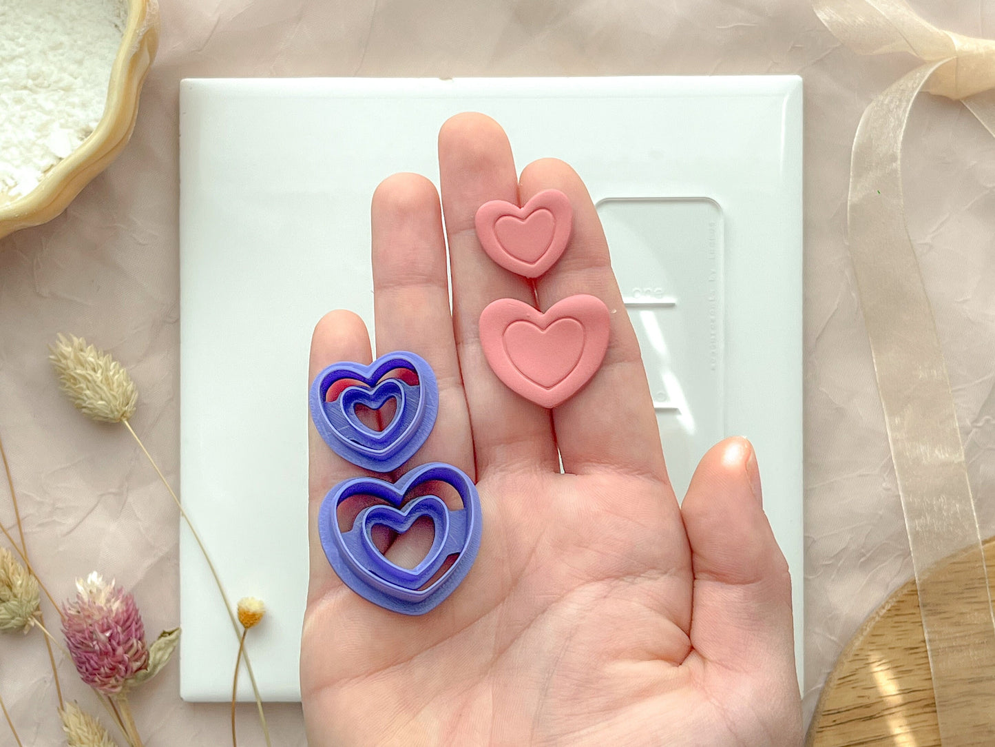Double heart Clay Cutter, Two size options, Polymer Clay Cutter