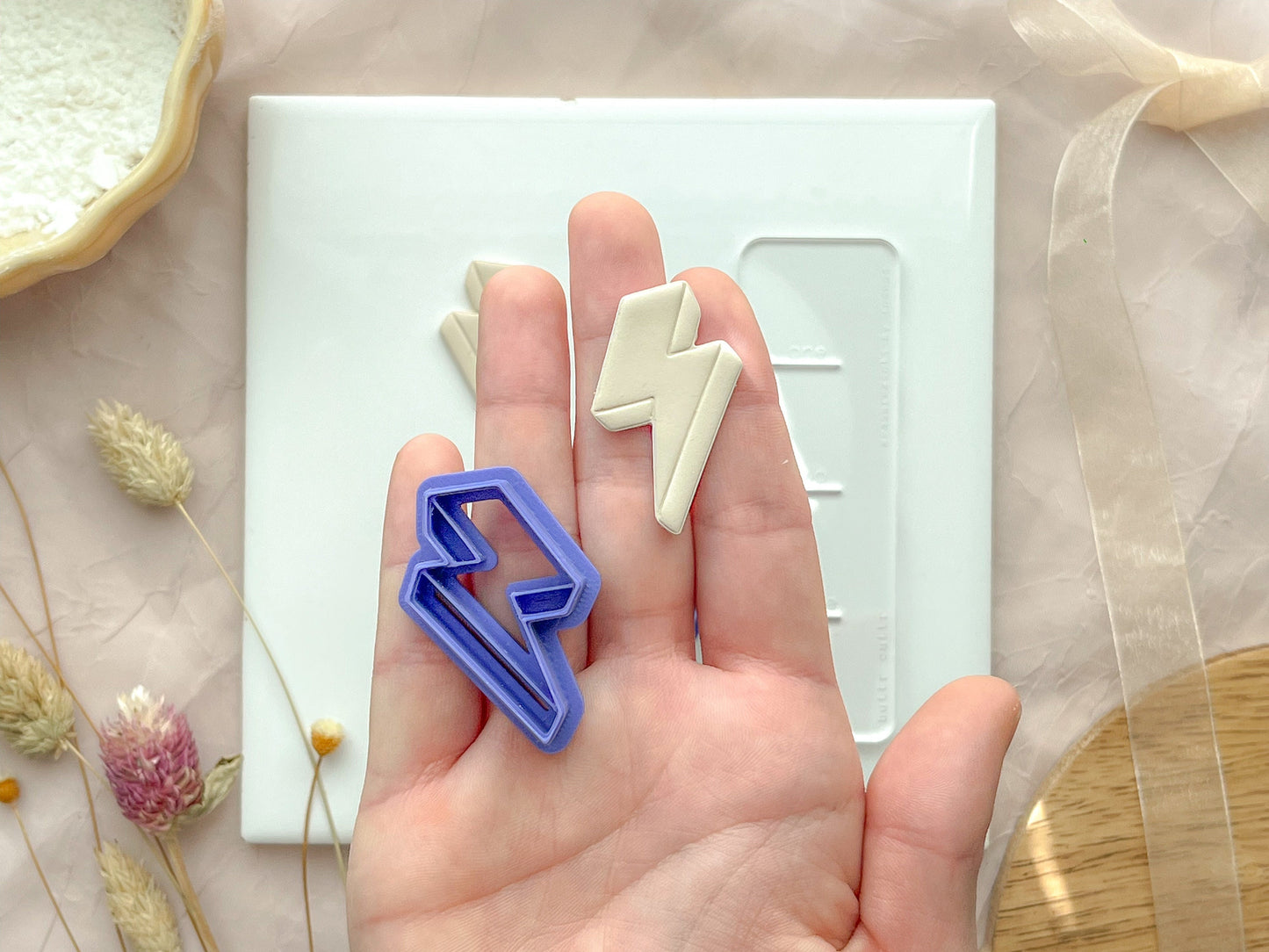 Lightning Bolt clay cutter, Polymer Clay Cutter, 1.5 inch, mirrored set available