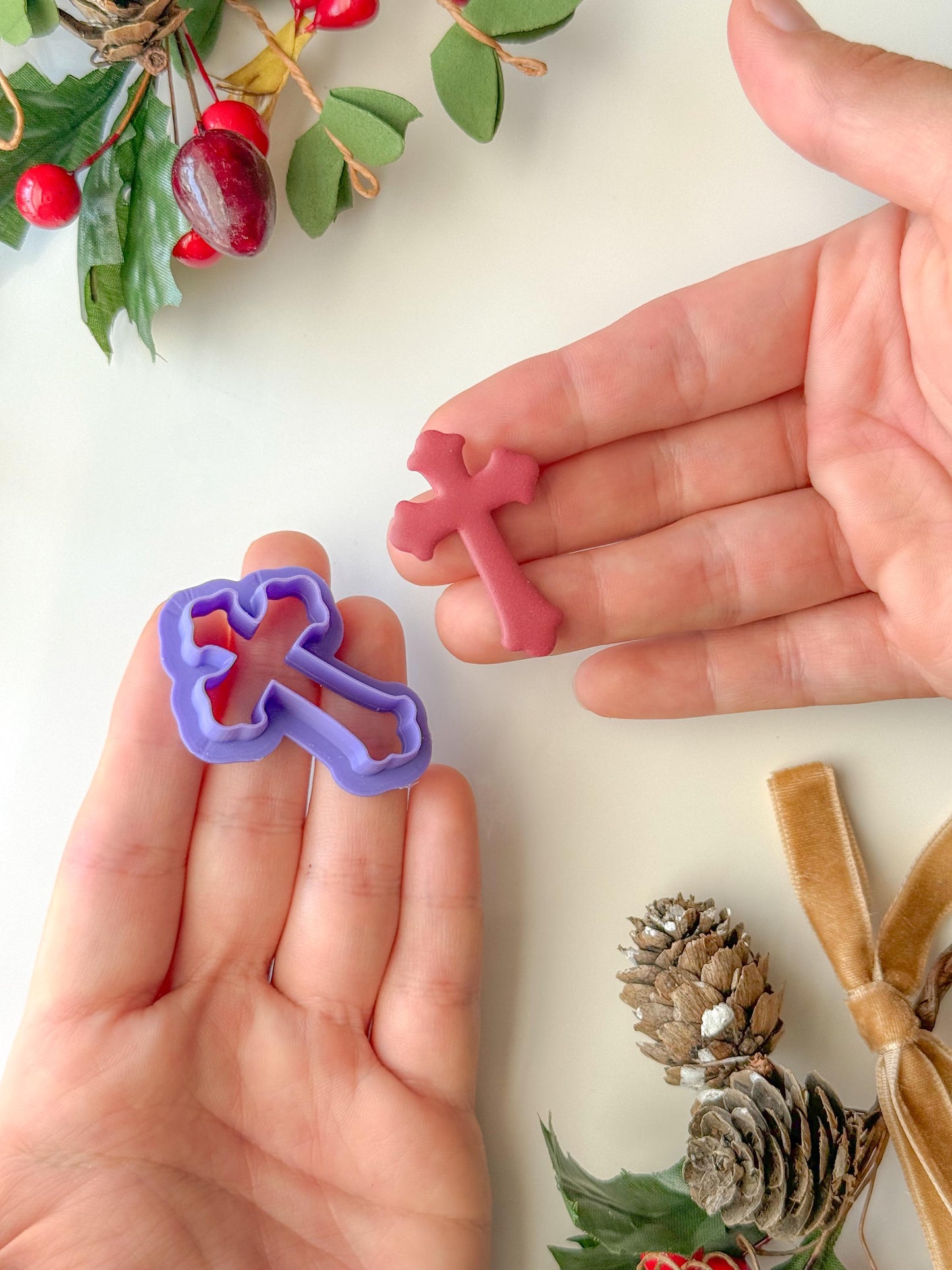 Cross Clay Cutter, Four size options, Earring or Ornament Clay Cutter, Christmas Clay cutter, Winter clay cutter