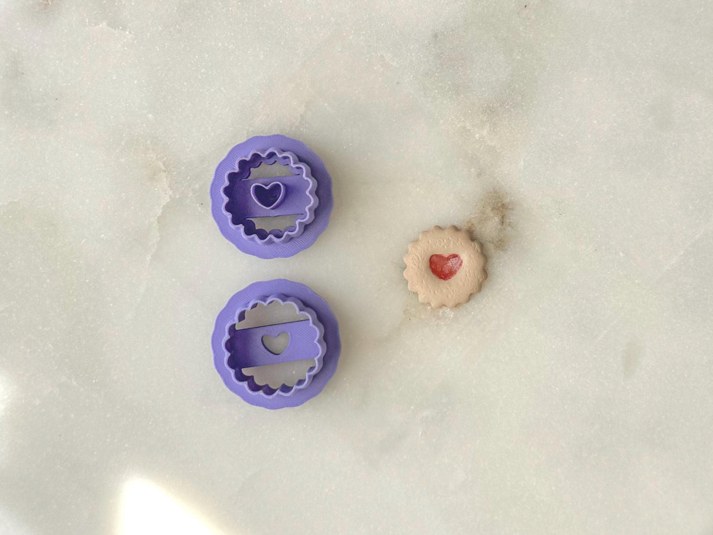 Heart Thumbprint Cookie Clay Cutter, Polymer Clay Cutter, Two Size Options, Two piece Set, Valentines Clay Cutter, Small Cookie Cutter