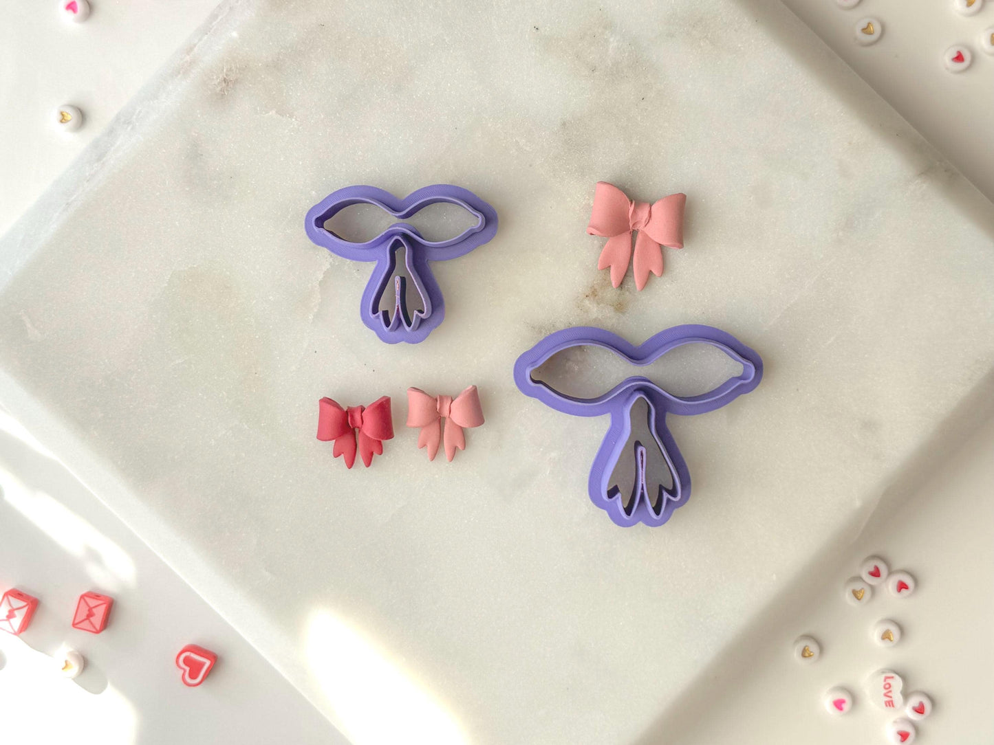 Bow #2, Bow Builder Polymer Clay Cutter, Two size options, .75inch and 1inch bows after assembled