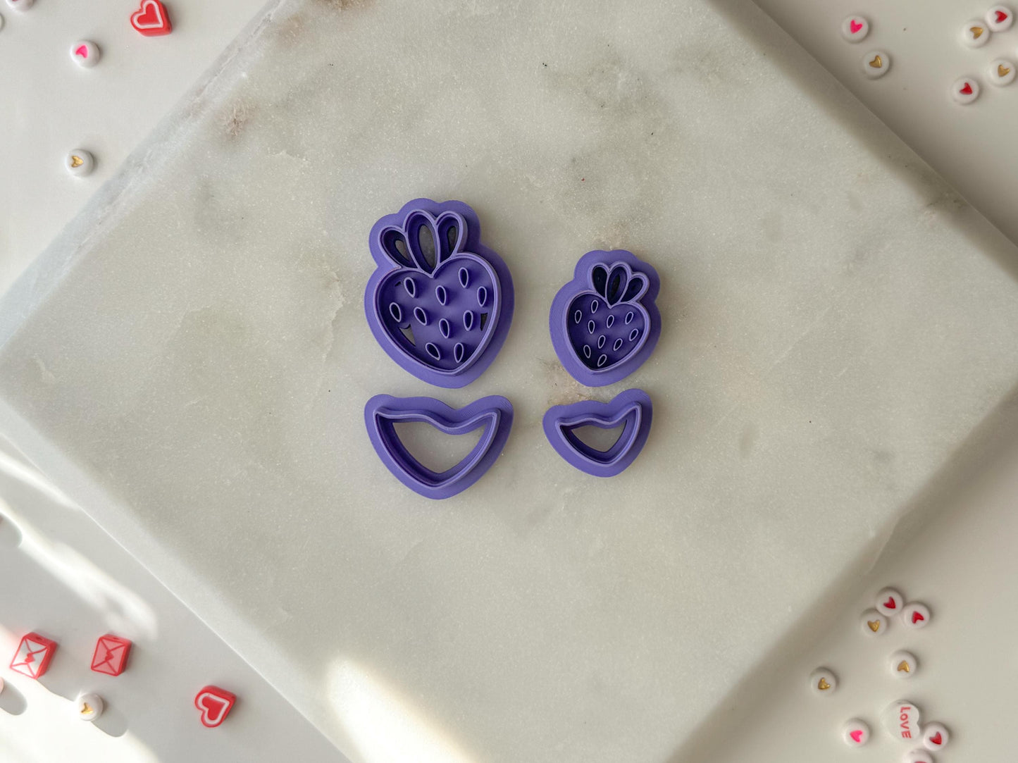 Chocolate dipped strawberry Clay Cutter, Fruit Clay Cutter, Polymer Clay Cutter, Two Size Options, Two piece Set, Valentines Clay Cutter