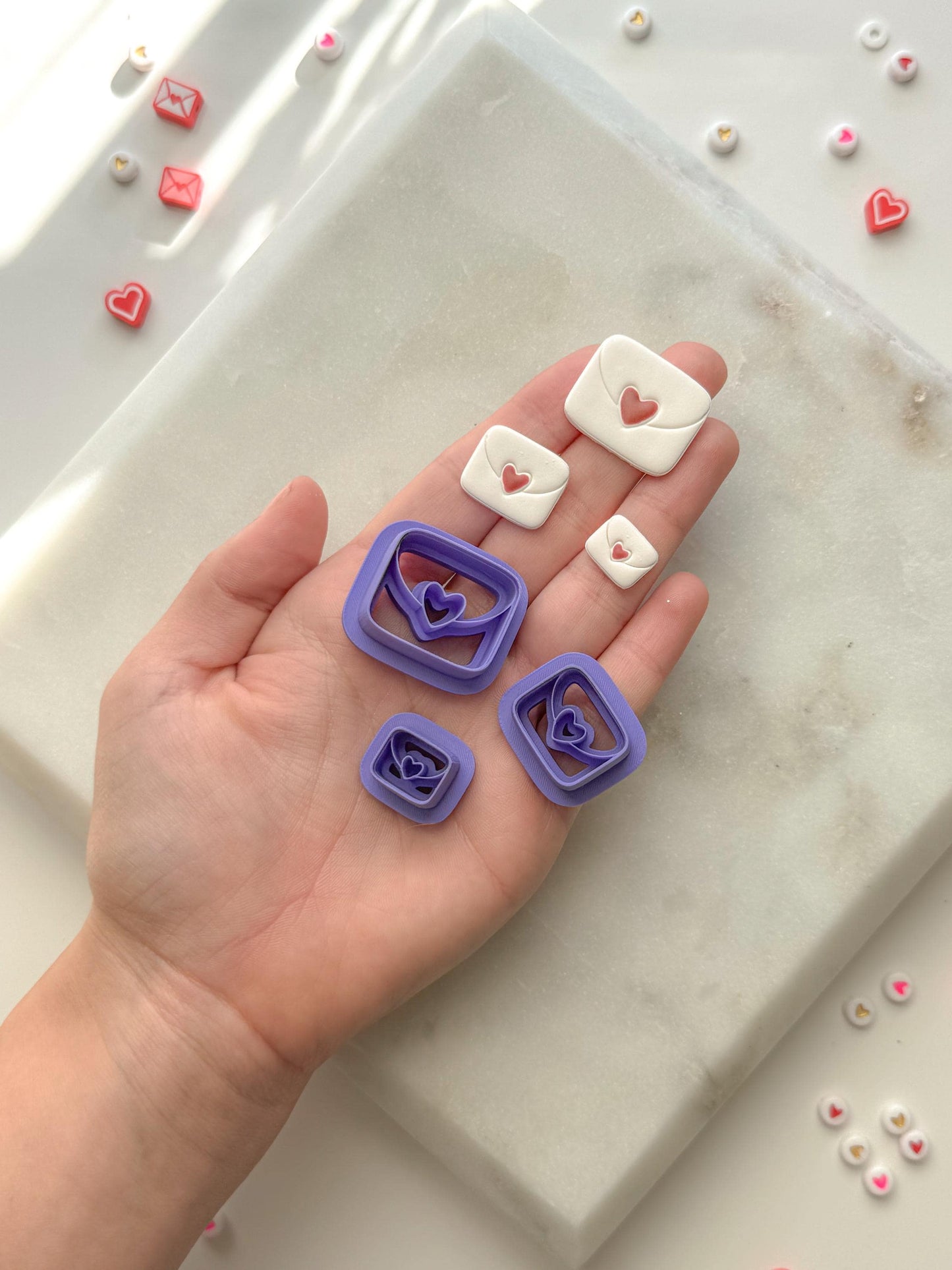 Envelope love letter Clay Cutter, Polymer Clay Cutter, 3 size options, Valentines Clay Cutter