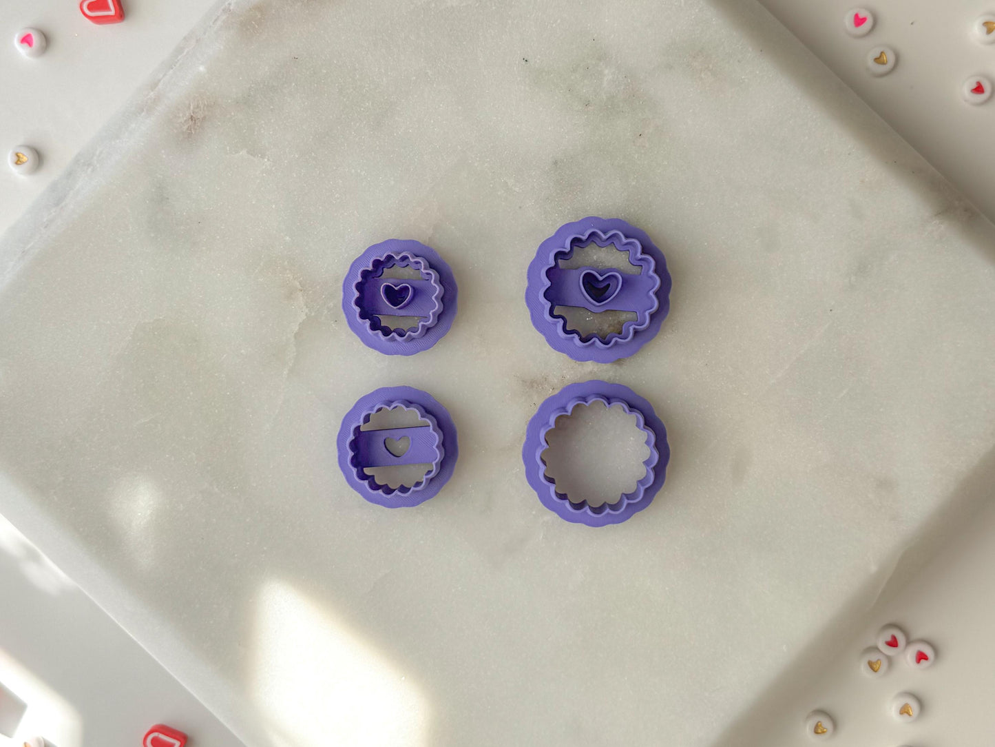 Heart Thumbprint Cookie Clay Cutter, Polymer Clay Cutter, Two Size Options, Two piece Set, Valentines Clay Cutter, Small Cookie Cutter