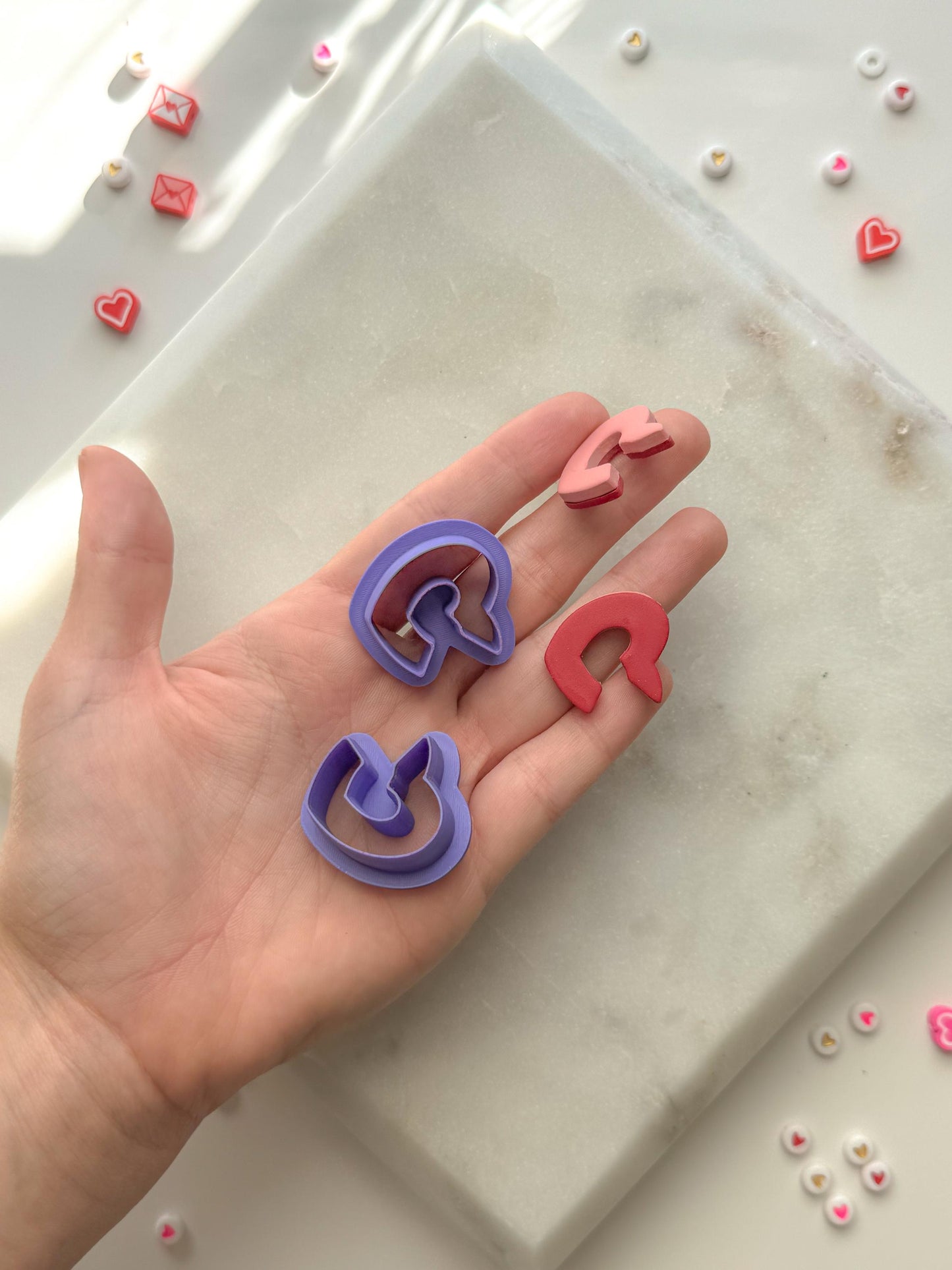 Mirrored heart hoop Clay Cutter Set, Polymer Clay Cutter, Valentines Clay Cutter
