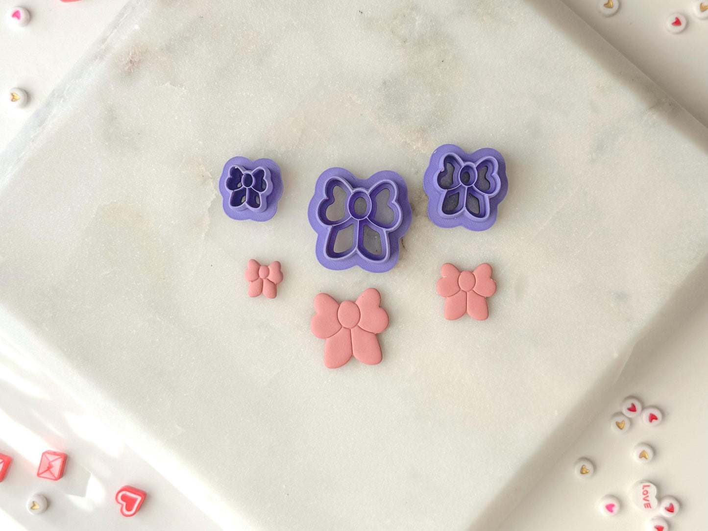 Heart bow Clay Cutter, Polymer Clay Cutter, 3 size options, Valentines Clay Cutter