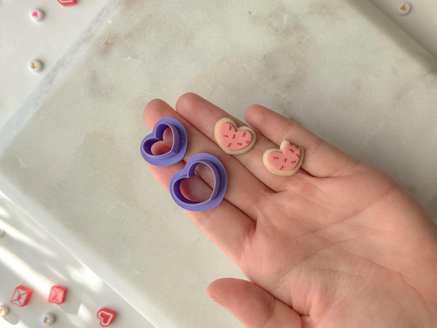 Heart cookie builder Clay Cutter, Polymer Clay Cutter, Two Size Options, Two piece Set, Valentines Clay Cutter