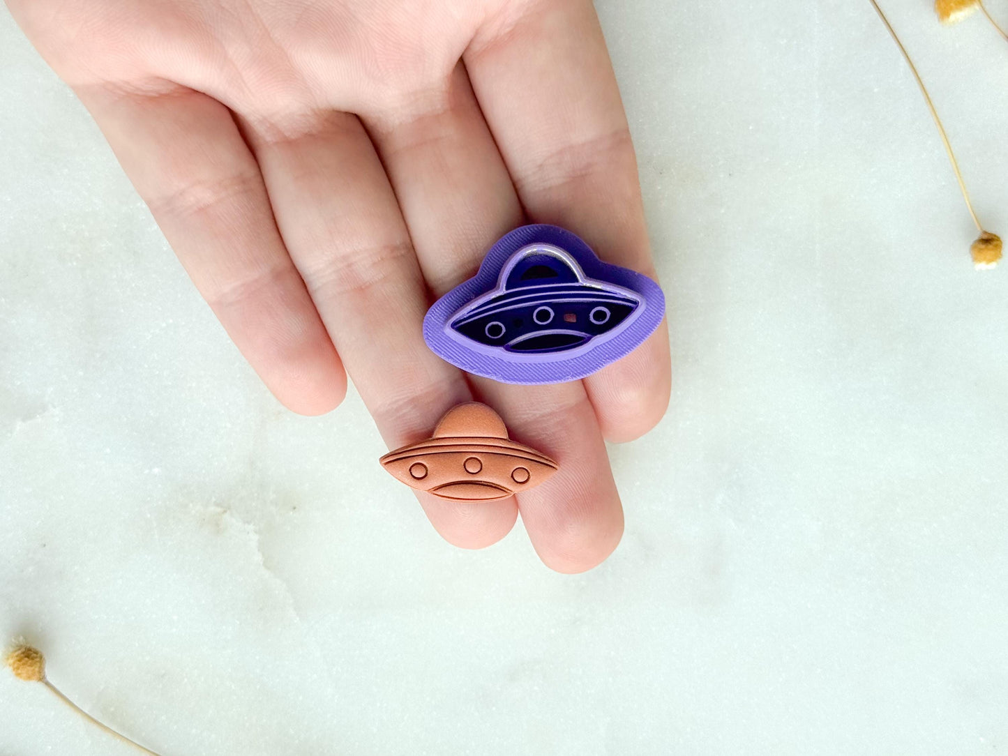 UFO Spaceship Polymer Clay Cutter | Alien Spaceship Clay Cutter | 3D Printed Embossed Cutter for Jewelry & Crafts