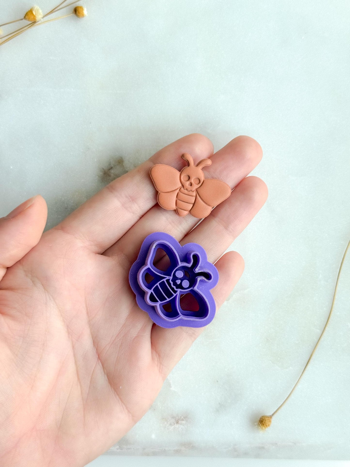 Spooky Moth Polymer Clay Cutter | Skull Moth Butterfly Clay Cutter in 3 Sizes | 3D Printed Embossed Cutter for Jewelry