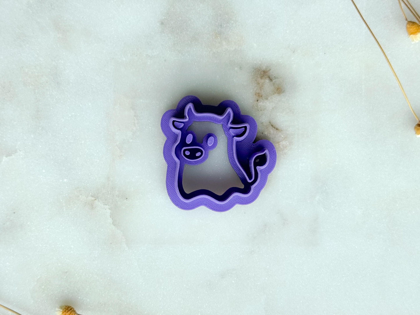 Cow Ghost Polymer Clay Cutter | Spooky Cute Ghost Cow Cutter | 3D Printed Embossed Cutter for Halloween Jewelry & Crafts