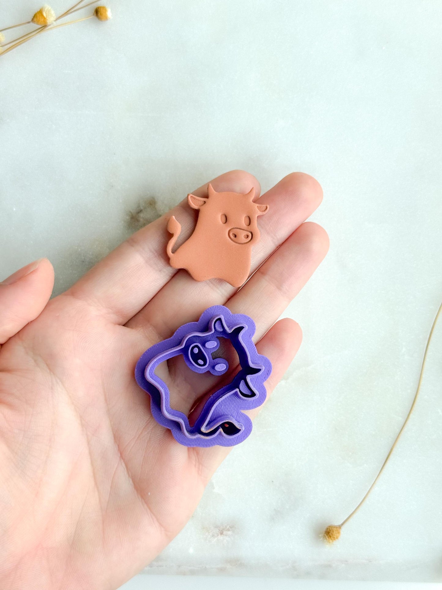 Cow Ghost Polymer Clay Cutter | Spooky Cute Ghost Cow Cutter | 3D Printed Embossed Cutter for Halloween Jewelry & Crafts