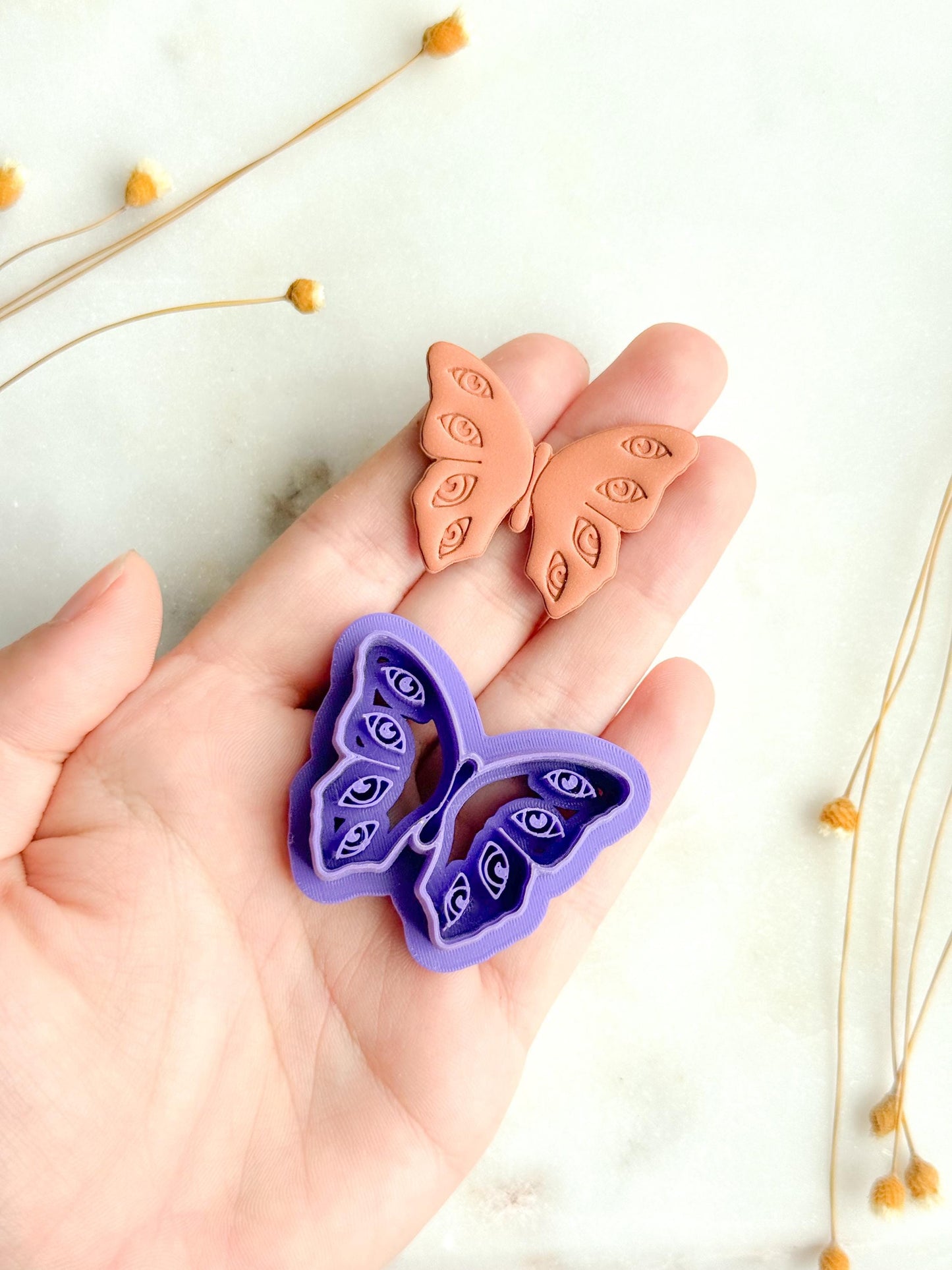 Mystic Eye Butterfly Polymer Clay Cutter | Eye Wings Moth Butterfly Cutter | 3D Printed Embossed Clay Cutter for Jewelry