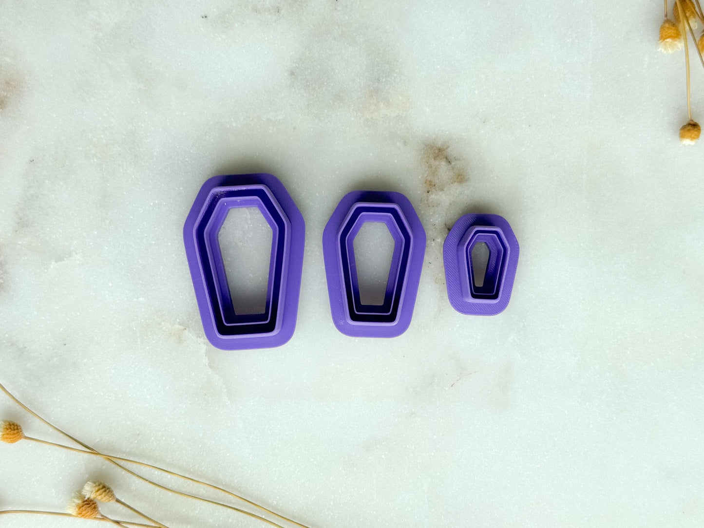Coffin Polymer Clay Cutter | Halloween Coffin Clay Cutter in 3 Sizes | 3D Printed Clay Jewelry Tool