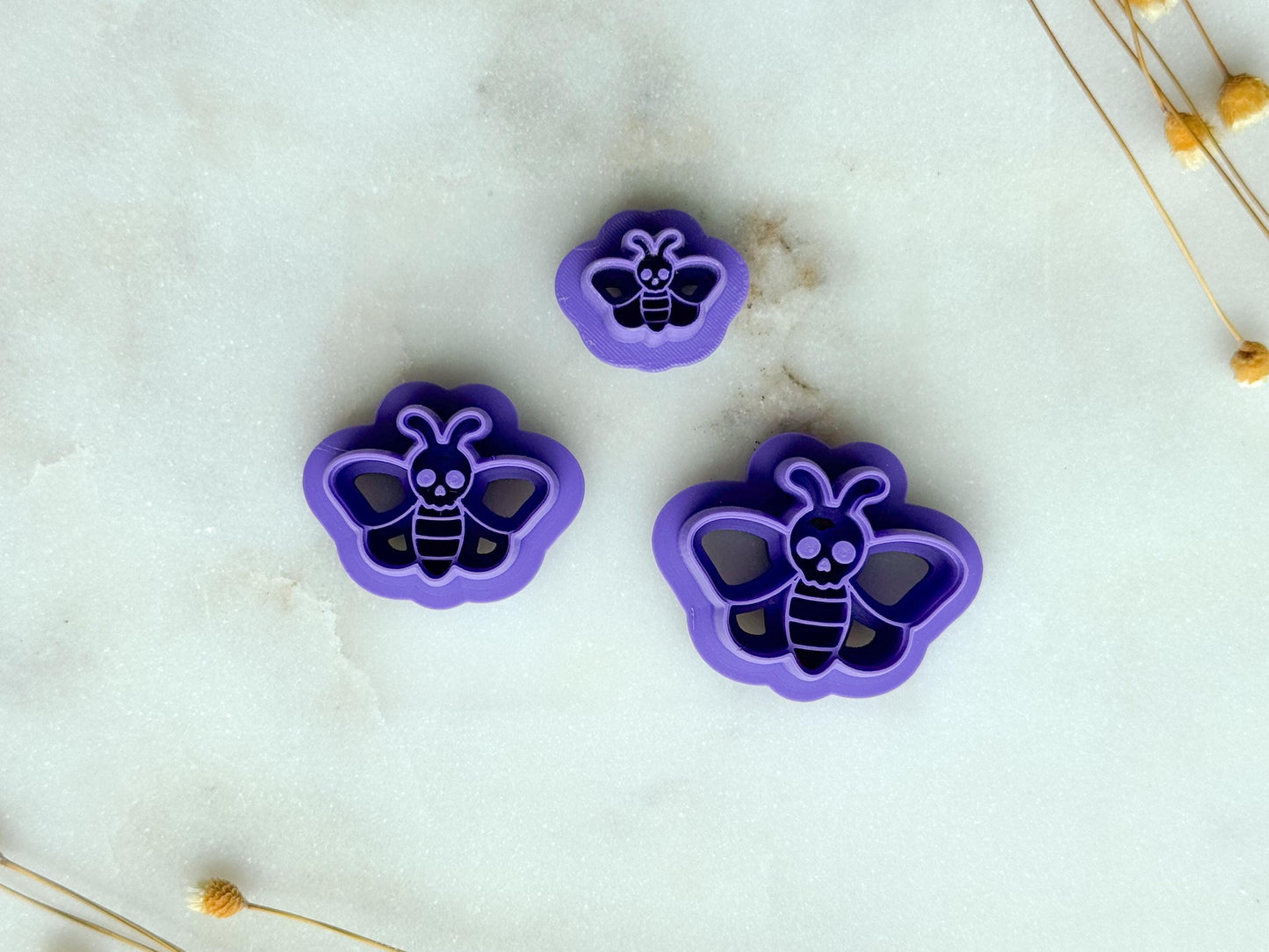 Spooky Moth Polymer Clay Cutter | Skull Moth Butterfly Clay Cutter in 3 Sizes | 3D Printed Embossed Cutter for Jewelry