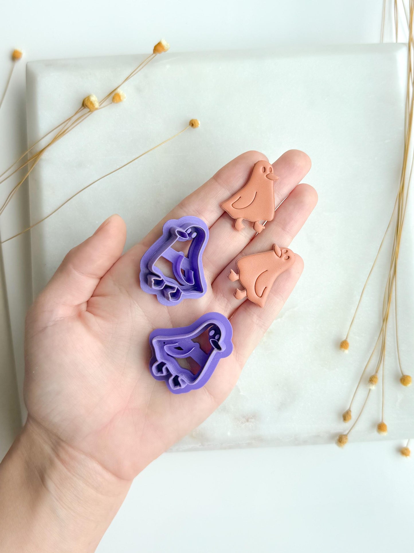 Ghost Goose Polymer Clay Cutter | Spooky Goose in Ghost Costume Cutter in 2 Sizes | 3D Printed Embossed Clay Cutter for Jewelry
