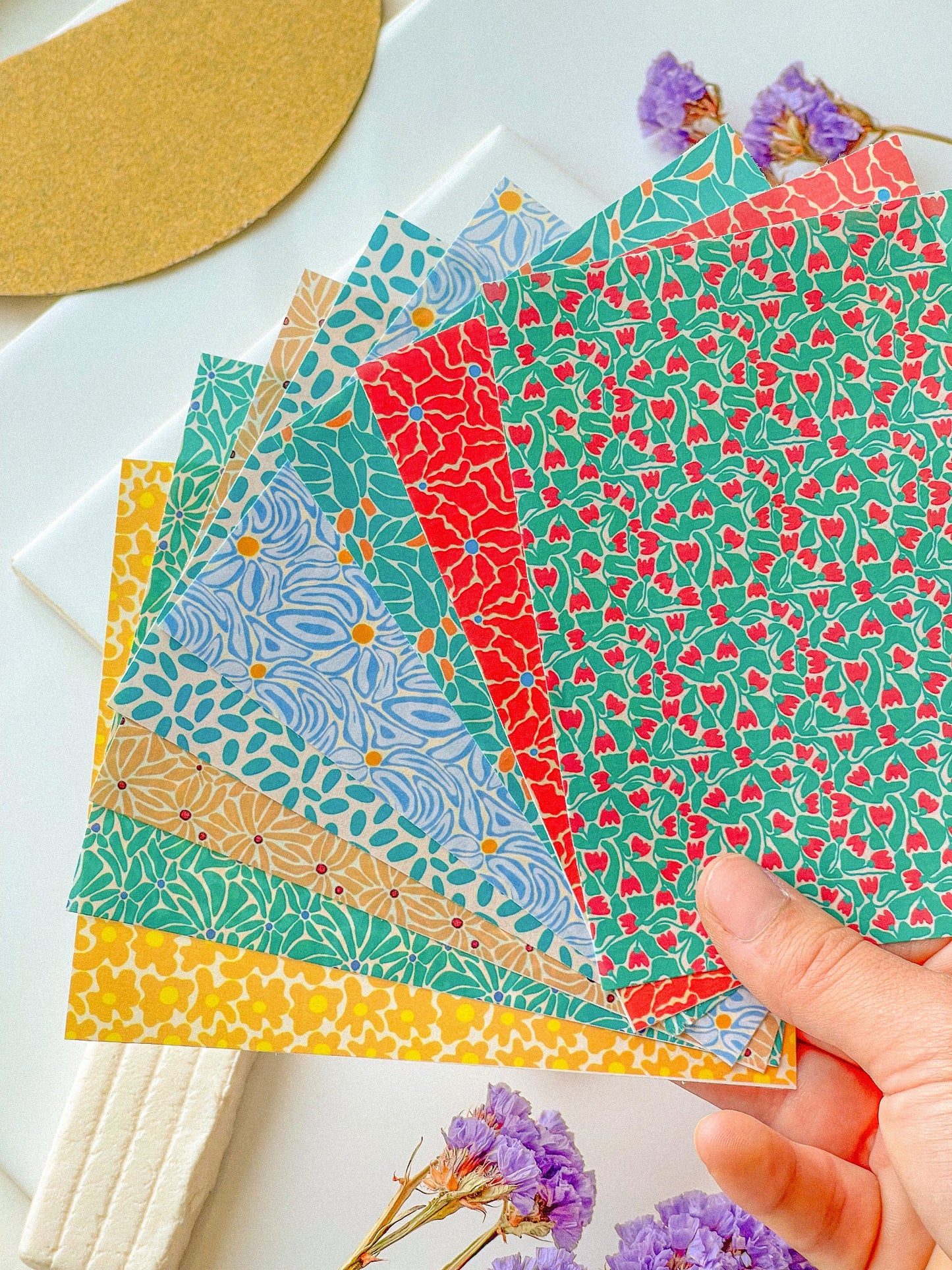 Wavy red and blue flower Transfer sheet 4x5in