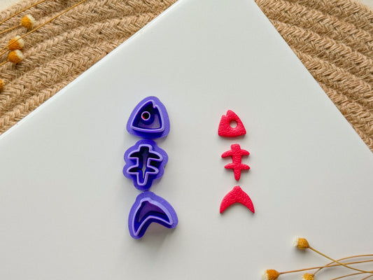 Fish Skelly 3 part clay cutter set