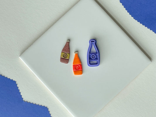 Fizzy bubbly clay cutter, Beach clay cutter, Polymer clay cutter, Wine bottle clay cutter, Orange soda clay cutter