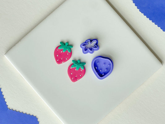 Strawberry Clay Cutter, Two piece clay cutter set, Berry Clay Cutter, Polymer Clay Cutter, Fruit Clay Cutter, Summer Clay Cutters