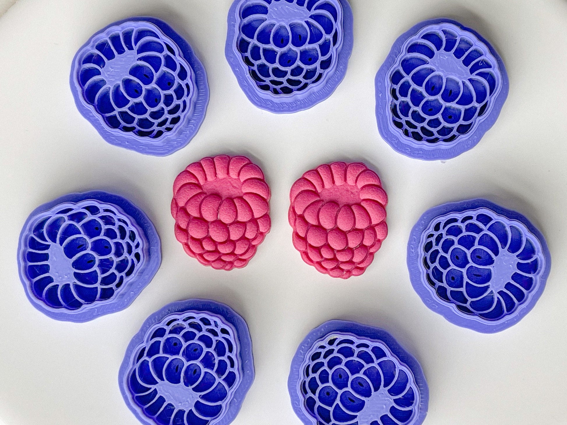 Raspberry Clay Cutter, Individual OR Mirrored Set Options, Fruit Clay Cutters, Summer Clay Cutters, Polymer Clay Cutters