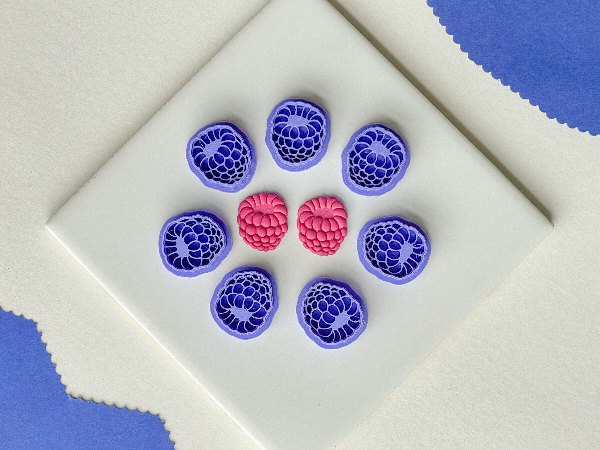 Raspberry Clay Cutter, Individual OR Mirrored Set Options, Fruit Clay Cutters, Summer Clay Cutters, Polymer Clay Cutters