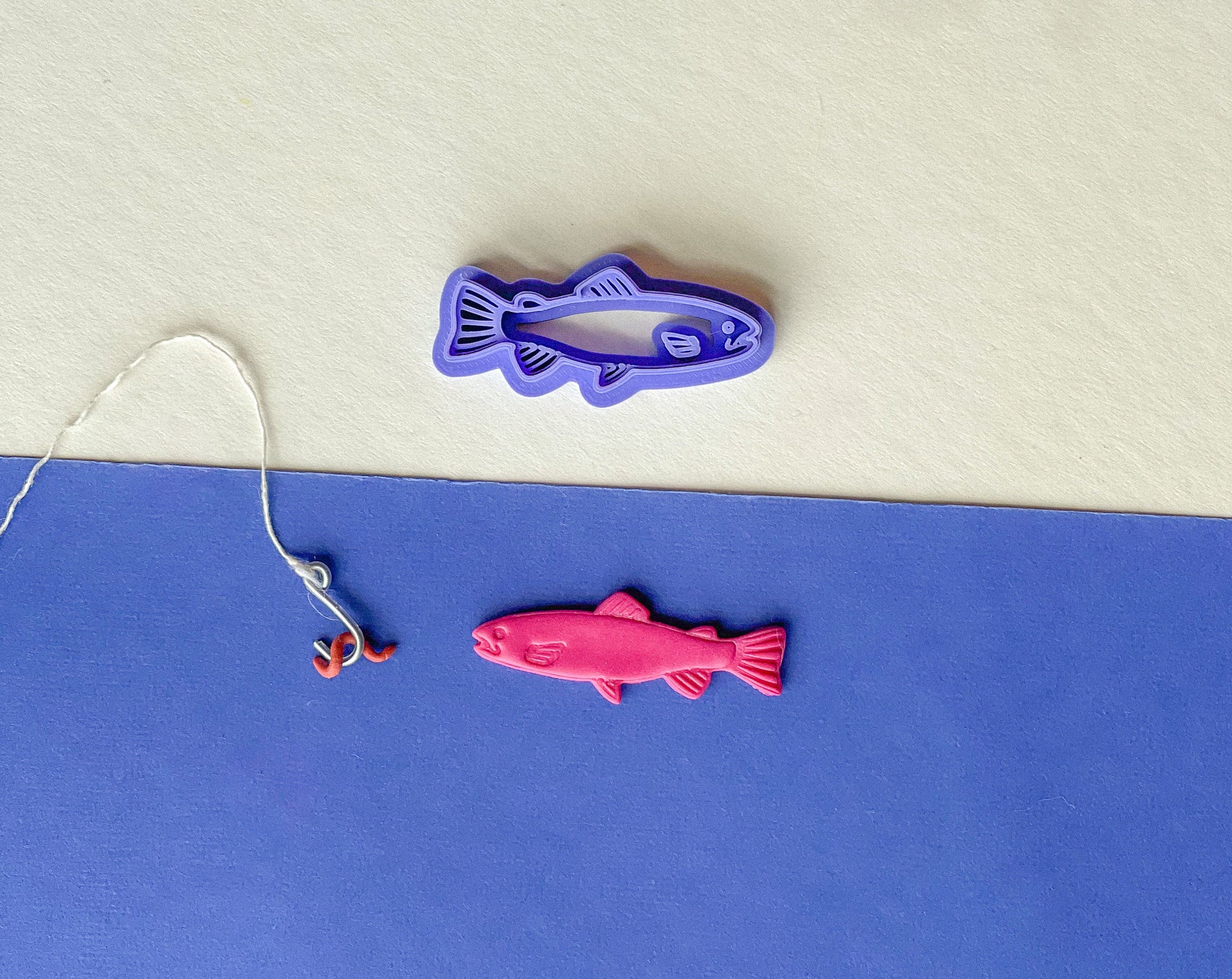 Trout Clay Cutter, Fish Clay Cutter, Summer Clay Cutter, Polymer Clay Cutters, Individual or Mirrored Set Options