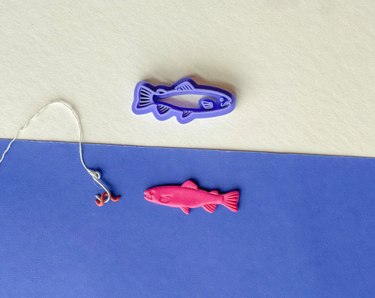 Trout Clay Cutter, Fish Clay Cutter, Summer Clay Cutter, Polymer Clay Cutters, Individual or Mirrored Set Options