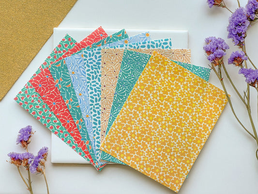 Bundle of 8 Funky Floral Clay Transfer Sheet, 4x5 inches, Groovy Clay Transfer, Polymer Clay Transfer Paper, polymer clay pattern