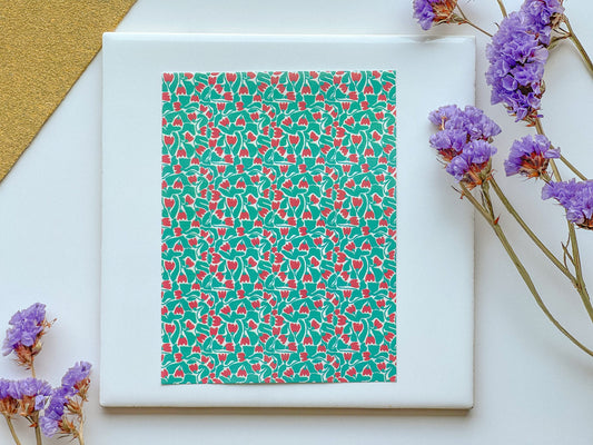 Red Tulip Clay Transfer Sheet, 4x5 inches, Groovy Clay Transfer, Polymer Clay Transfer Paper, polymer clay pattern