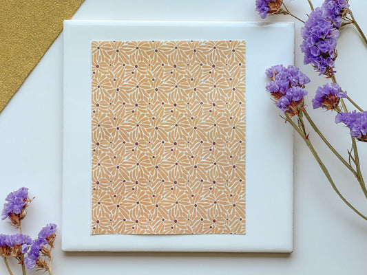Wavy neutral flower Clay Transfer Sheet, 4x5 inches, Groovy Clay Transfer, Polymer Clay Transfer Paper, polymer clay patter