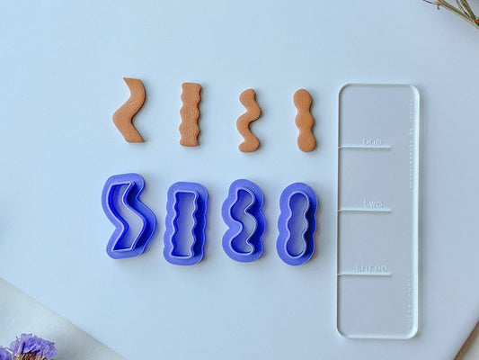 Funky Dangle Clay Cutter Set, SET OF FOUR, Cutters, Abstract Clay Cutters, Polymer Clay Cutter, Sqiggle Clay Cutter, Wavy Clay Cutter