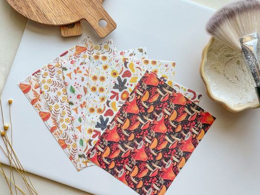 Assorted Fall Clay Transfer Sheet, 4x5 inches, Purchase individualy or in a bundle, Polymer Clay Transfer Paper, polymer clay pattern