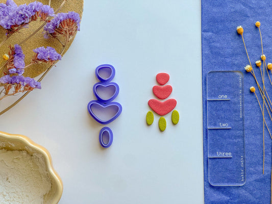 Heart Pebble Dangle Set, Polymer Clay Cutter Set, Clay Dangle Sets, Funky Clay Cutter, 4 piece cutter set