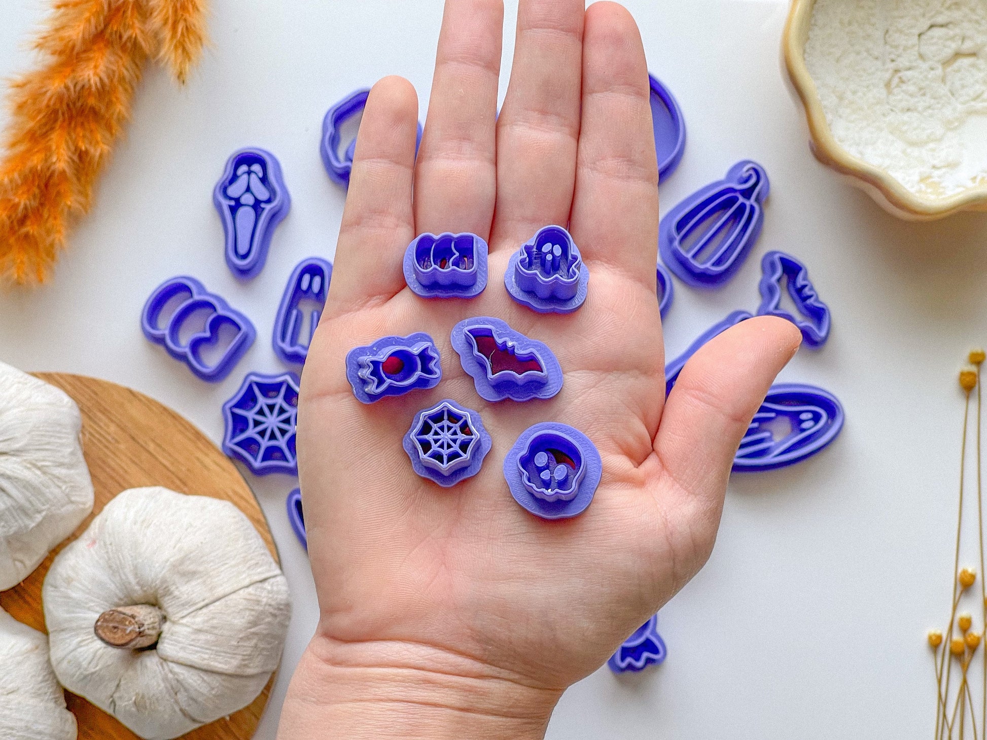 Tiny Halloween cutters, Halloween stud cutters, Purchase as bundle or Separatel,Two Size Options, Polymer Clay Cutter, Spooky Clay Cutters,