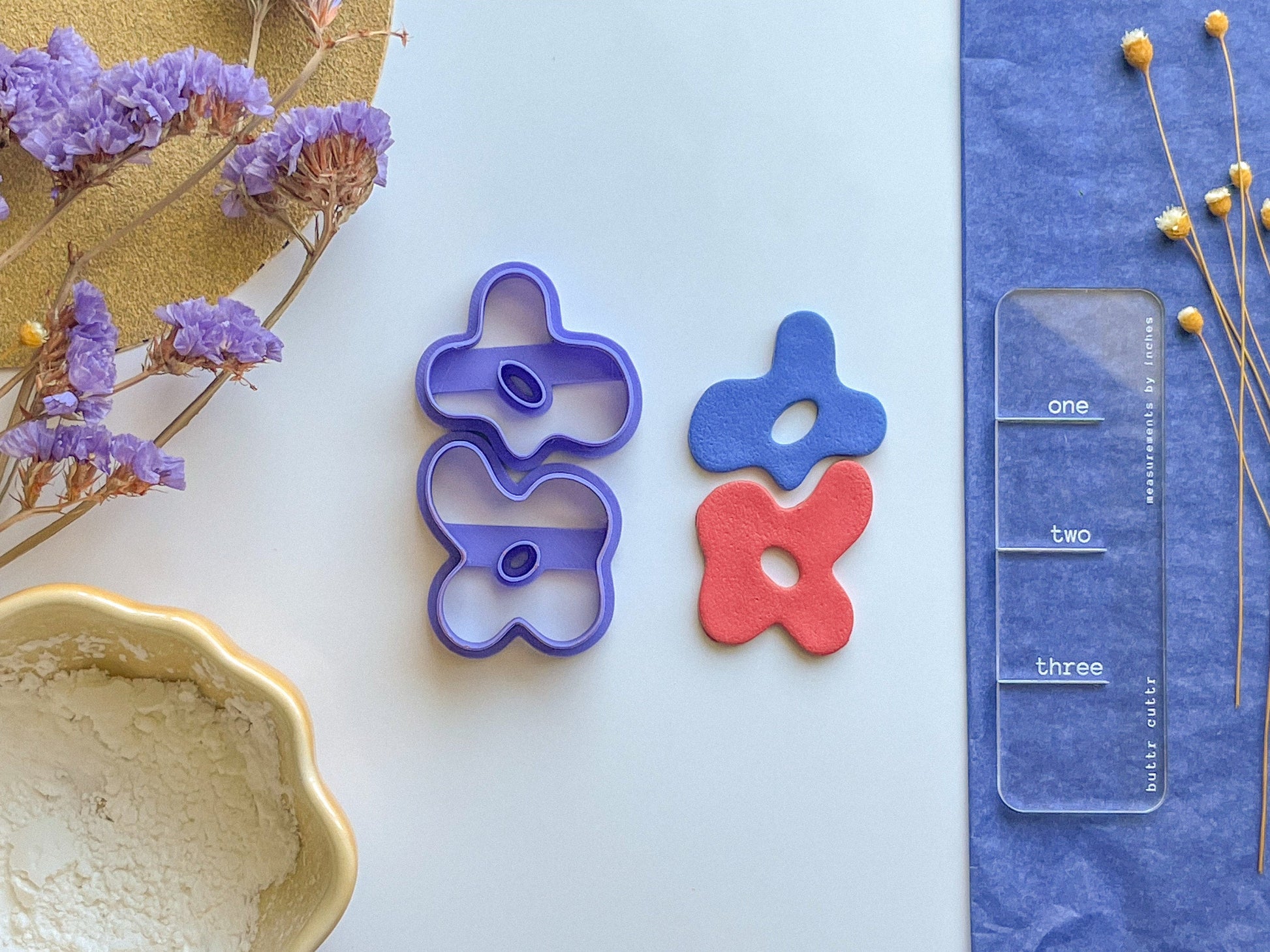 Blobby Flower Dangle Set, Polymer Clay Cutter Set, Clay Dangle Sets, Elegant Clay Cutter, 3 piece cutter set