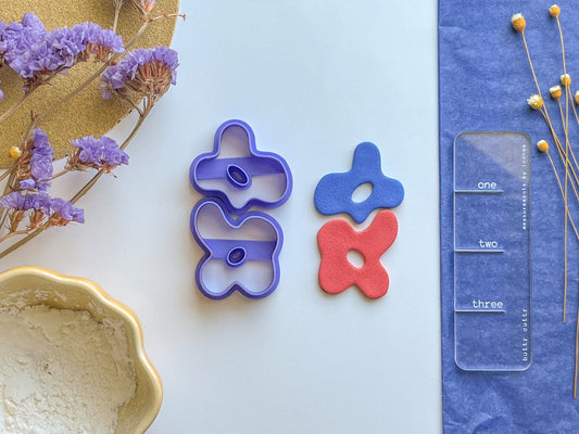 Blobby Flower Dangle Set, Polymer Clay Cutter Set, Clay Dangle Sets, Elegant Clay Cutter, 3 piece cutter set