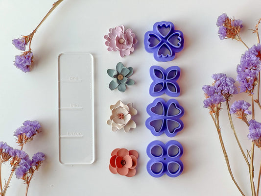 Petal Cutter Sets, Four Styles, 3 different sizes available, 5mm, 8mm, 12mm, Floral Clay Cutters, More grouping options in separate listing