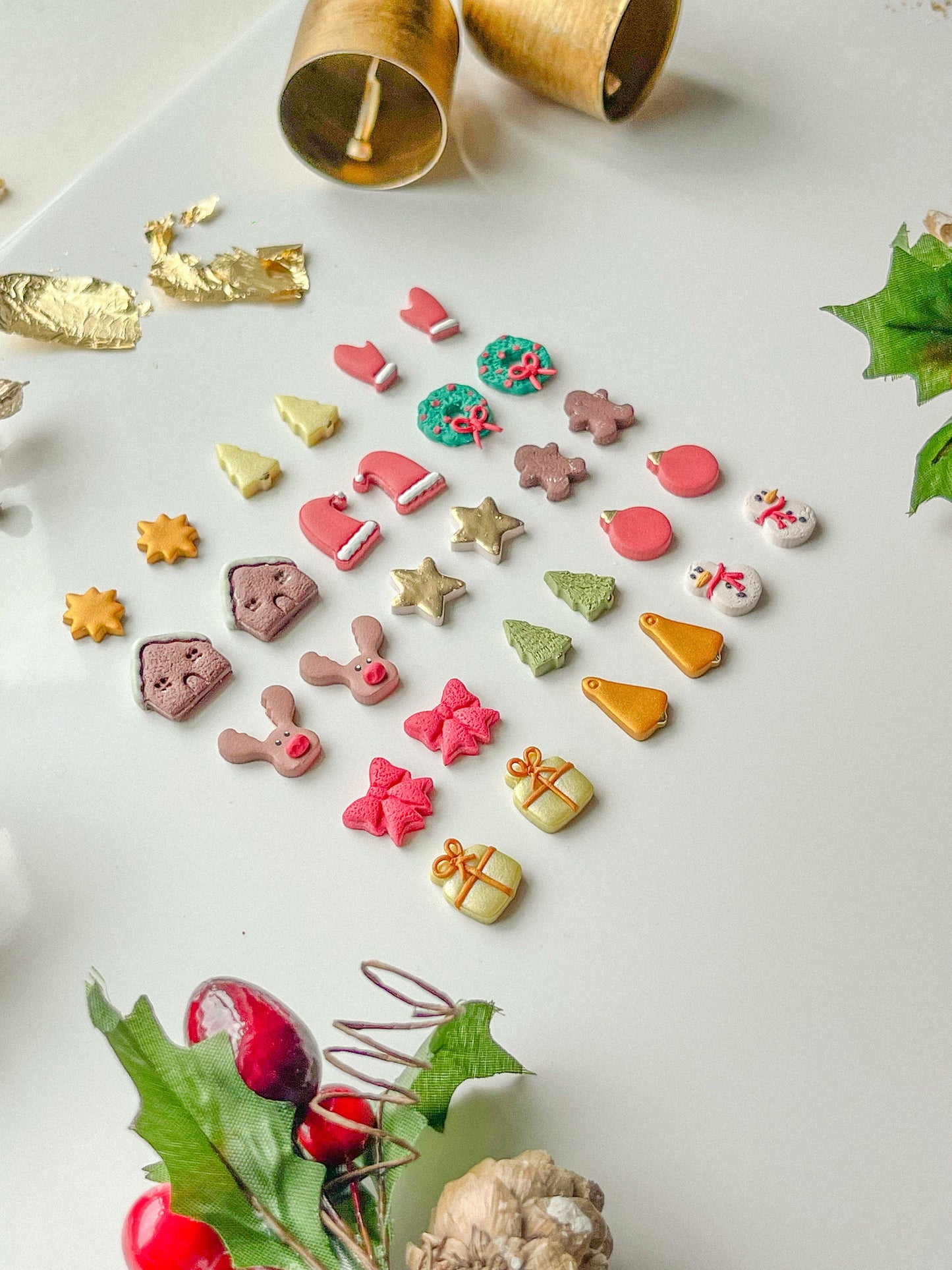 Tiny Christmas Stud Cutters, Polymer Clay Cutters, Available as group or individualy, .5 Inch and 1 Inch options, Winter Clay Cutters