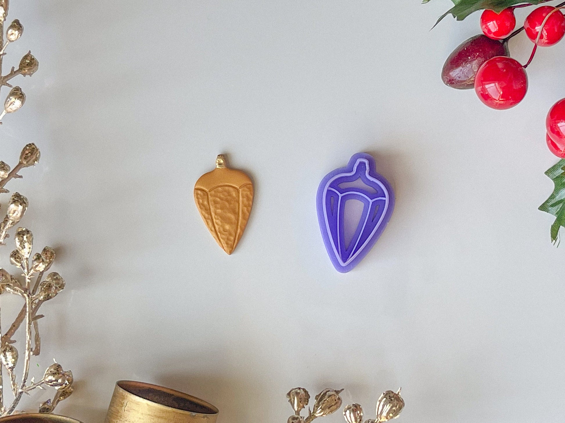 Ornament Clay Cutters, Dangle Earring size and actual ornament sizes available, 1.25” and 2.5” options, Available individually or as a set